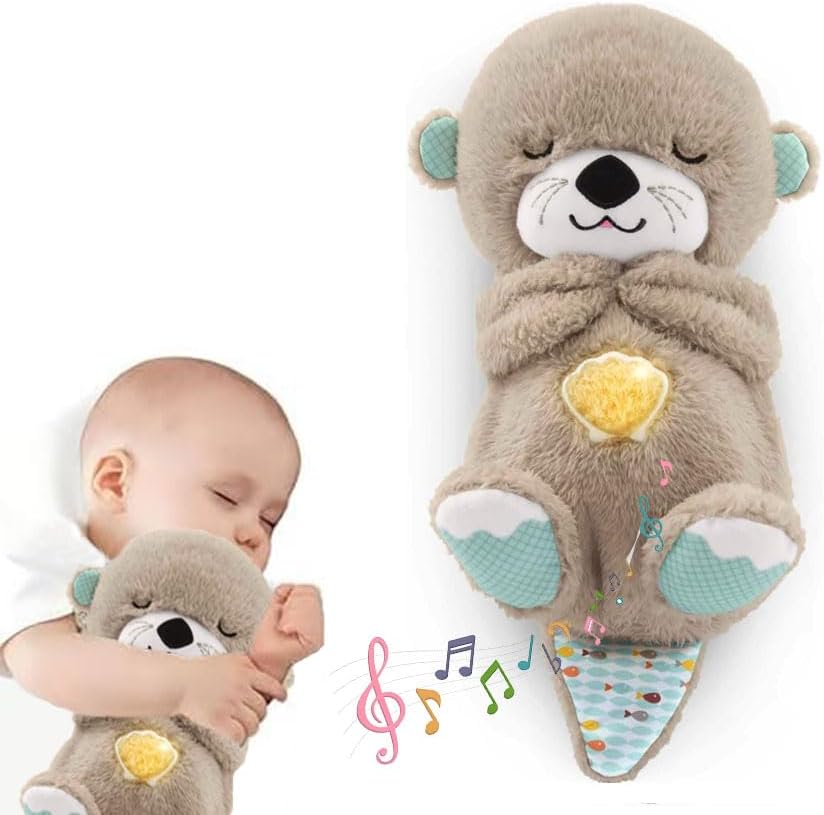 Soothing Snuggly Breathing Otter, Anxiety Relief Plush Infant Musical Soother with Music Lights & Rhythmic Breathing Motion for Music Sleep Companion